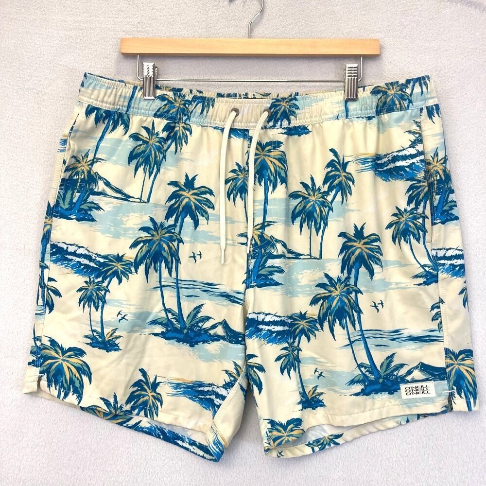 O'Neill Mens Tropical Board Shorts Size XXL Hyperfreak Stretch Hyperdry Palm EUC